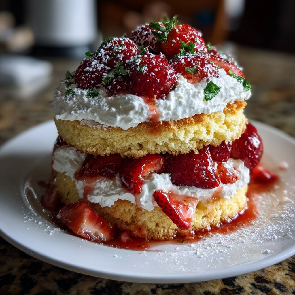 Fresh Strawberry Shortcake With Whipped Cream