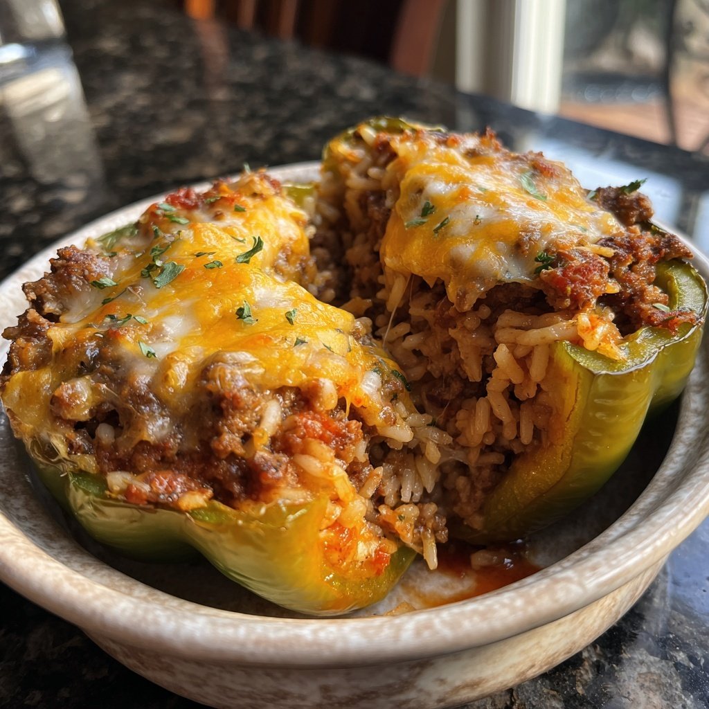 Ground Beef Rice Stuffed Peppers