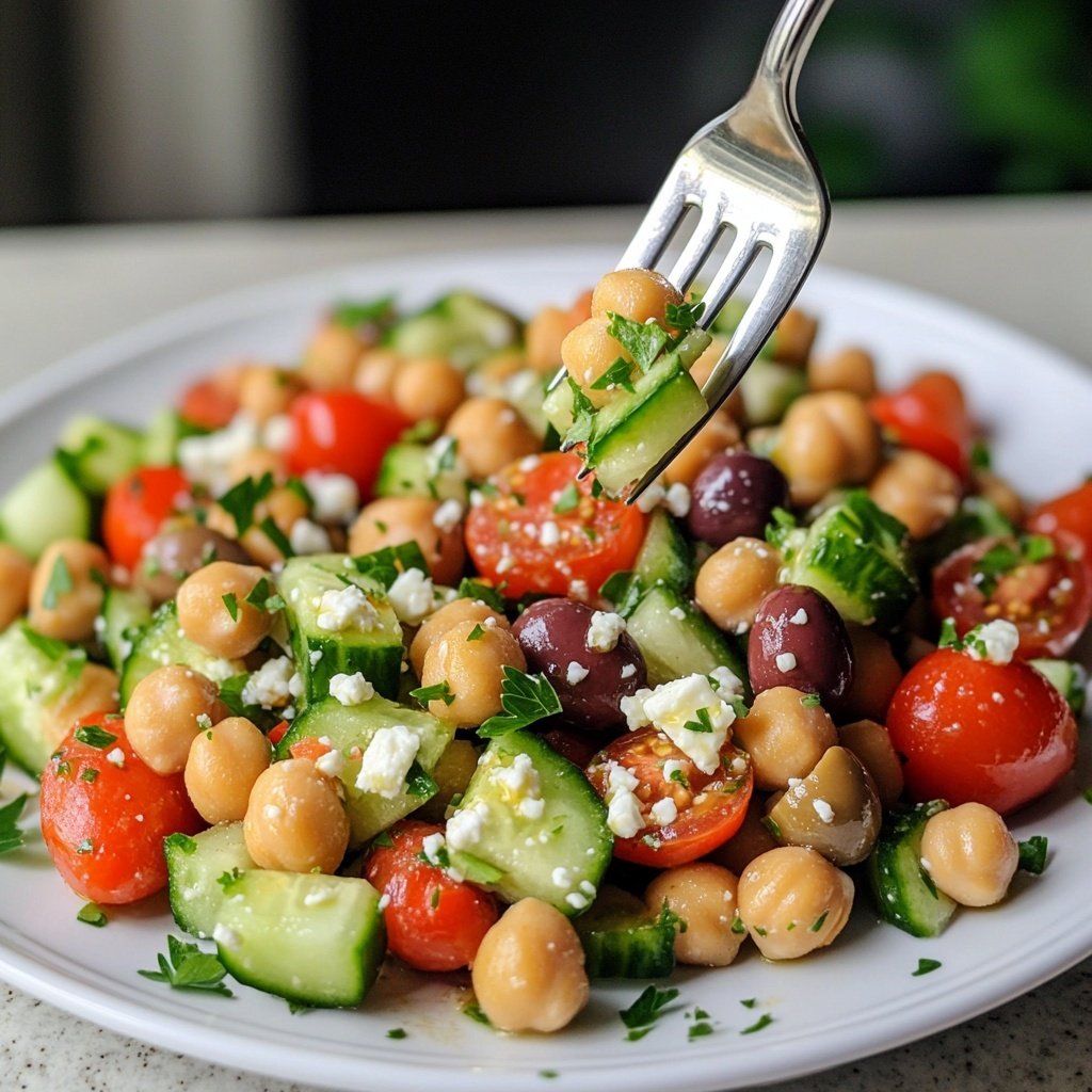 Healthy Mediterranean Chickpea Salad Lunch