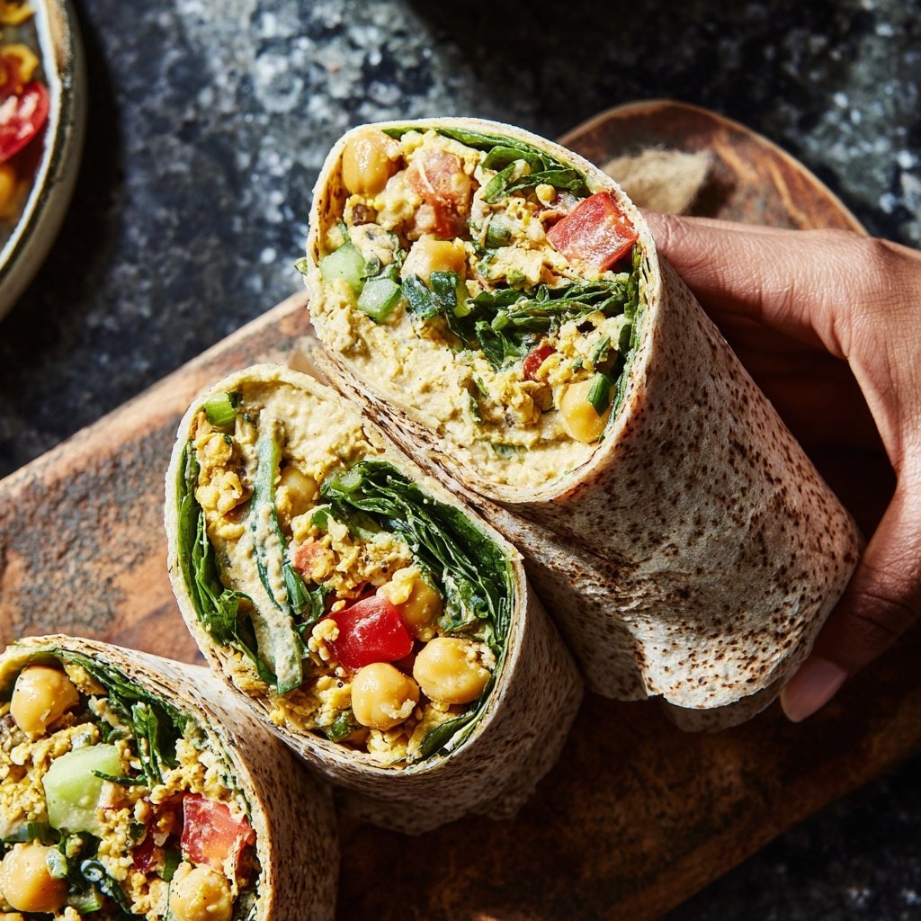 Healthy Lunch Mediterranean Chickpea Wrap