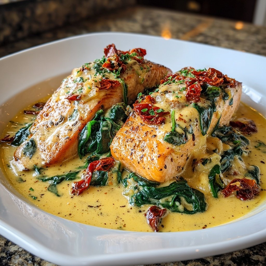 Creamy Tuscan Salmon for Two