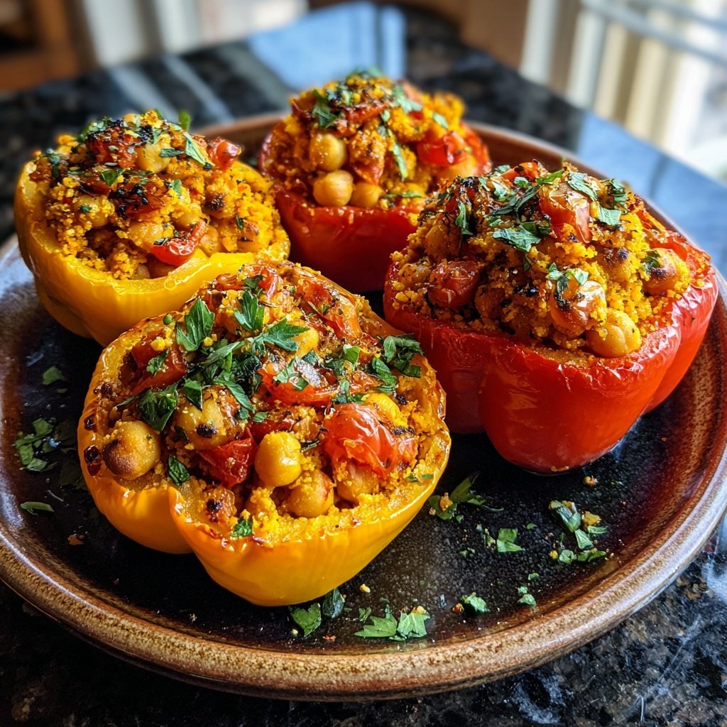 Mediterranean Chickpea Stuffed Peppers