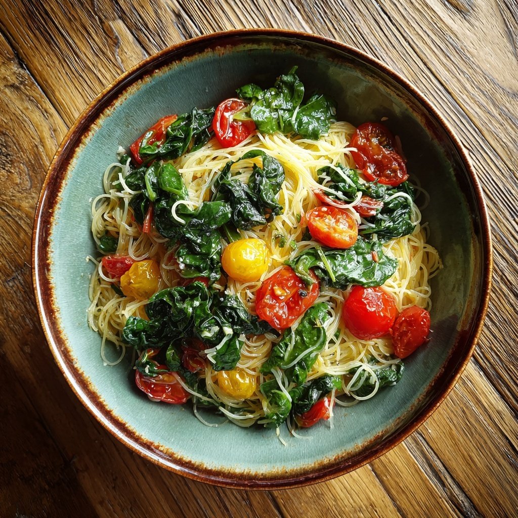 Angel Hair Pasta With Spinach And Tomatoes