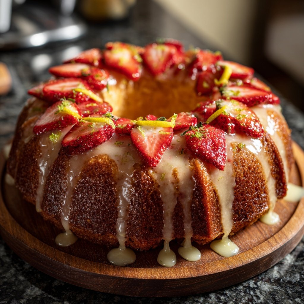 Spring Lemon Strawberry Cake