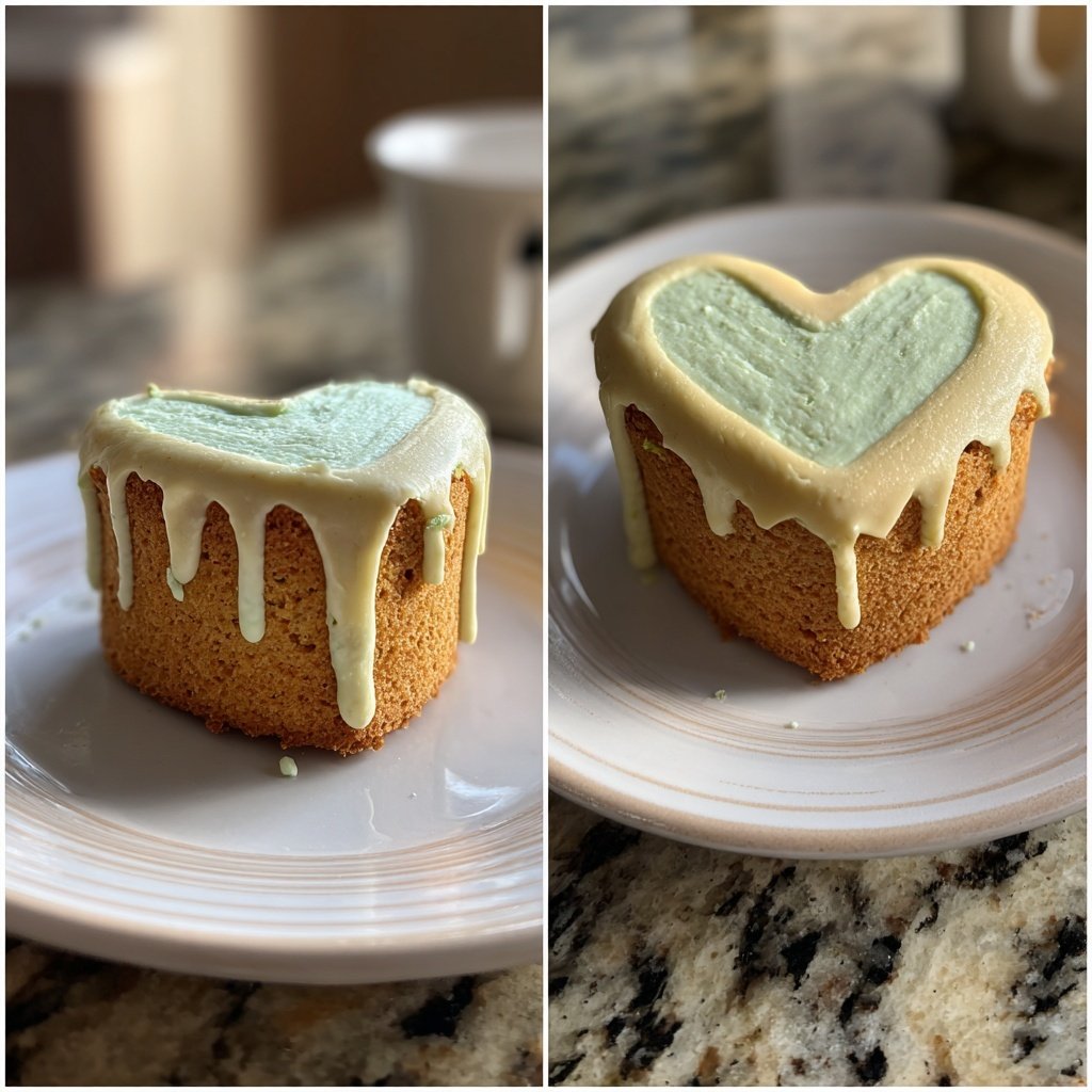 Mini Heart Cake with Pistachio Vanilla Frosting