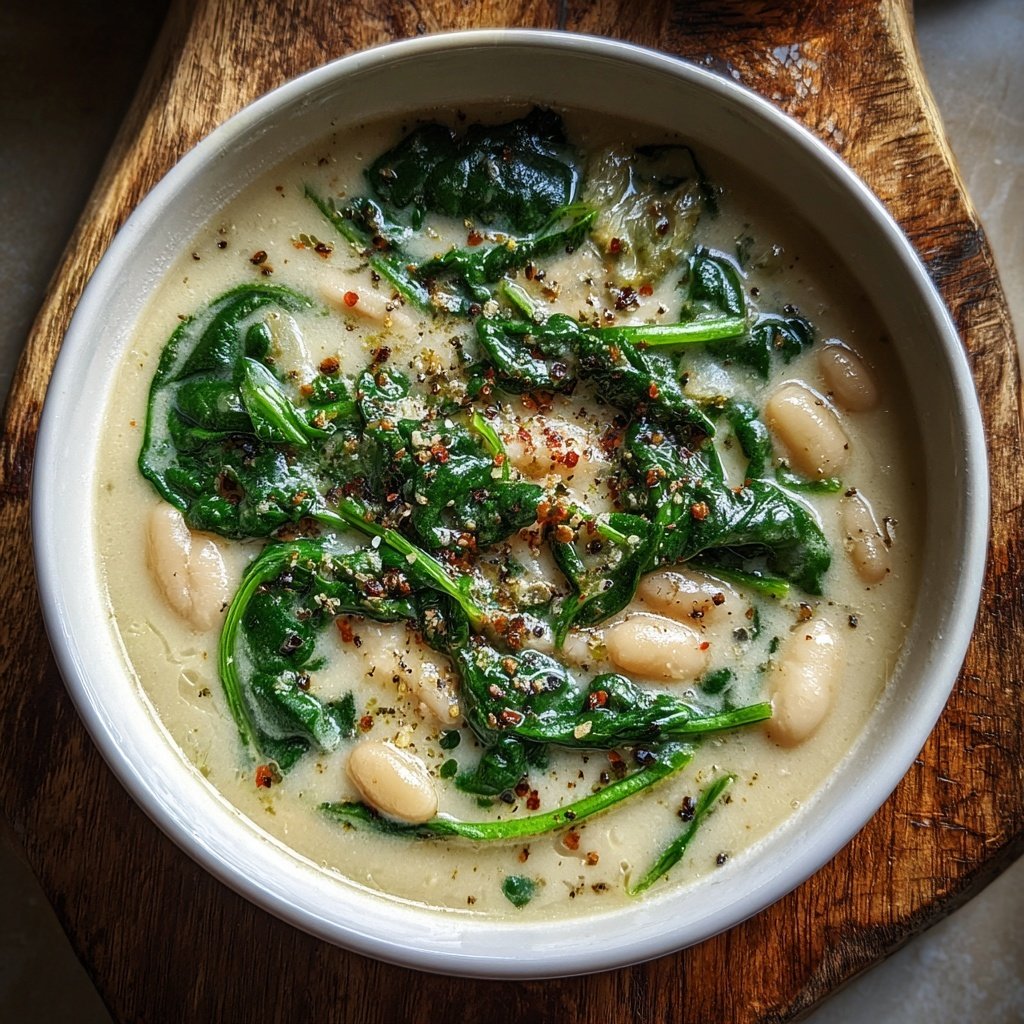 Creamy White Bean Soup With Spinach