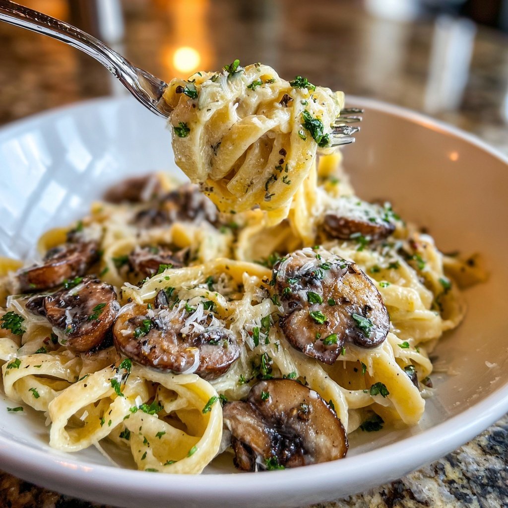 Valentine Dinner Creamy Mushroom Pasta
