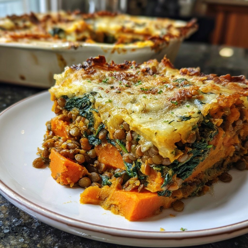 Sweet Potato Spinach Lentil Bake