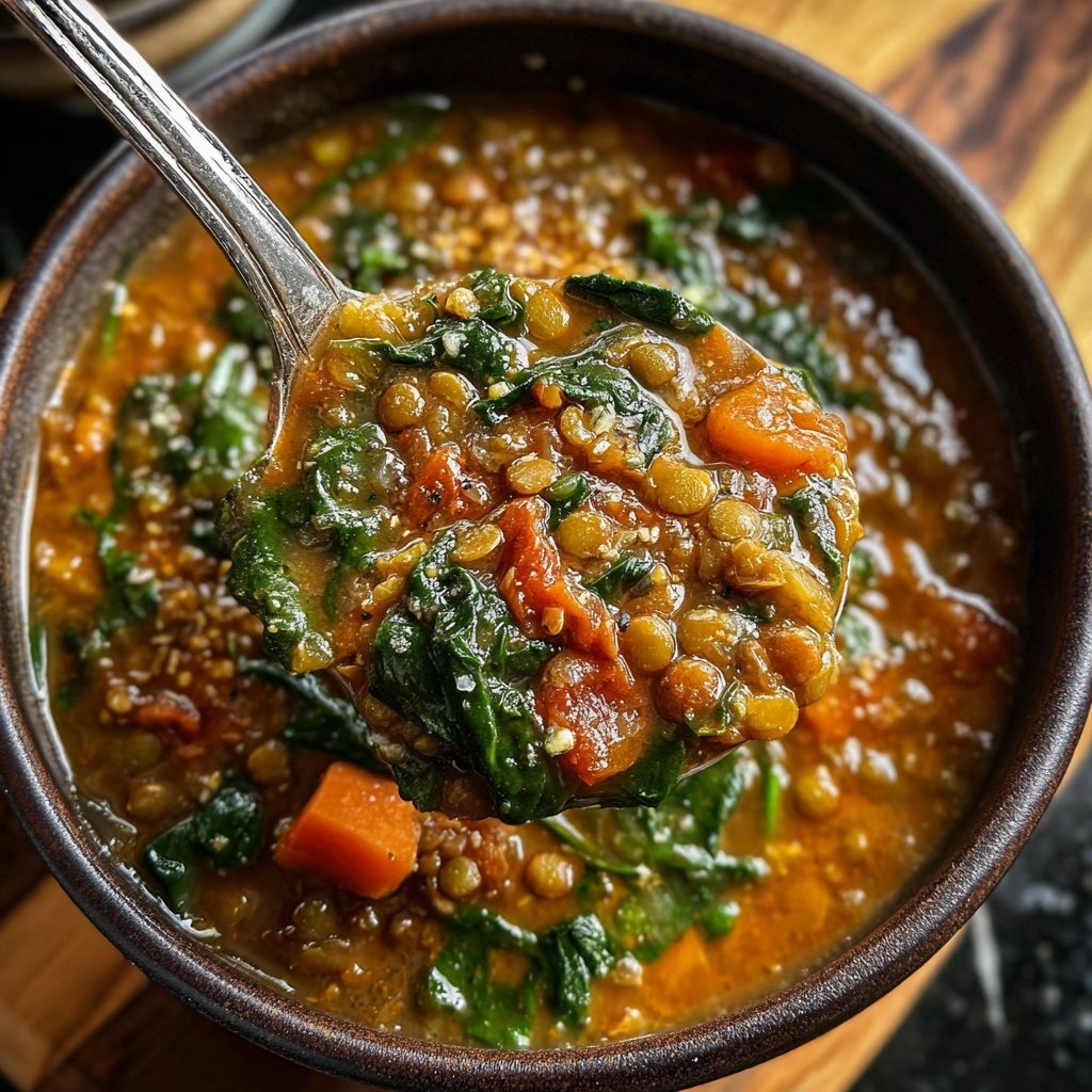 Healthy Crockpot Spinach Lentil Soup