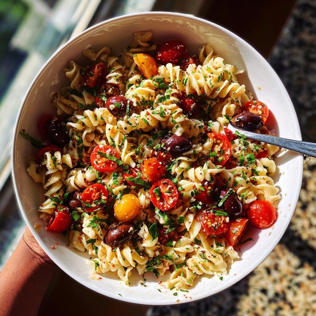 Mediterranean Pasta Salad With Herbs